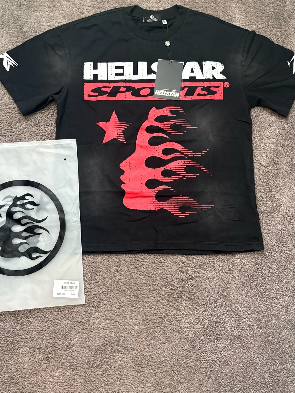 G-Star Black Tee with Red Flame Profile Graphic